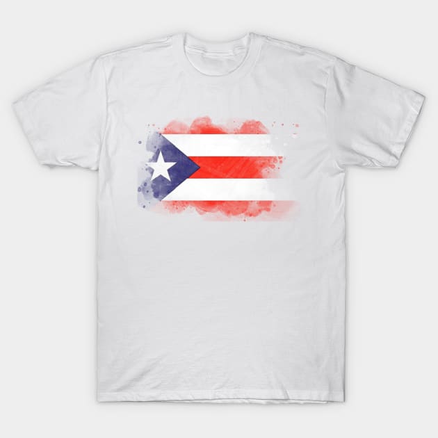 Puerto Rican watercolor flag T-Shirt by Mig's Design Shop